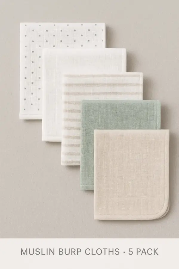 Muslin Burp Cloths - 5 Pack